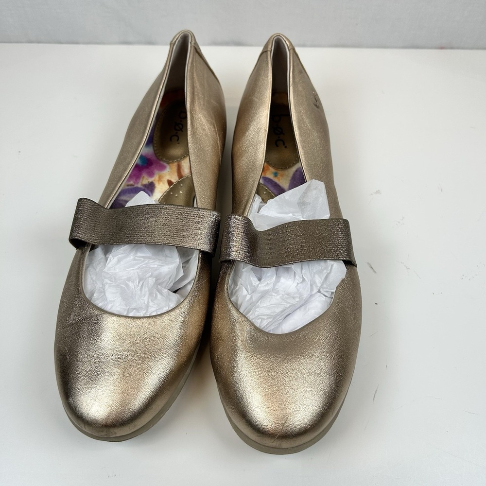 B.O.C. Mary Jane Whimsy Kawaii Gold Metallic Women's Sz 9.5M Comfort Flats Shiny - Picture 2 of 10